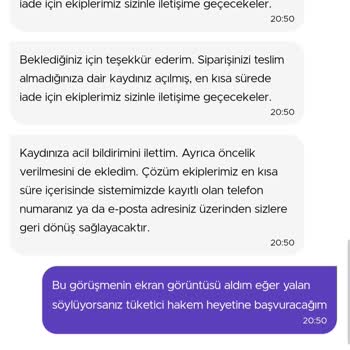 Getir Siparişim Teslim Edildi İşaretlendi, Teslim Edilmedi