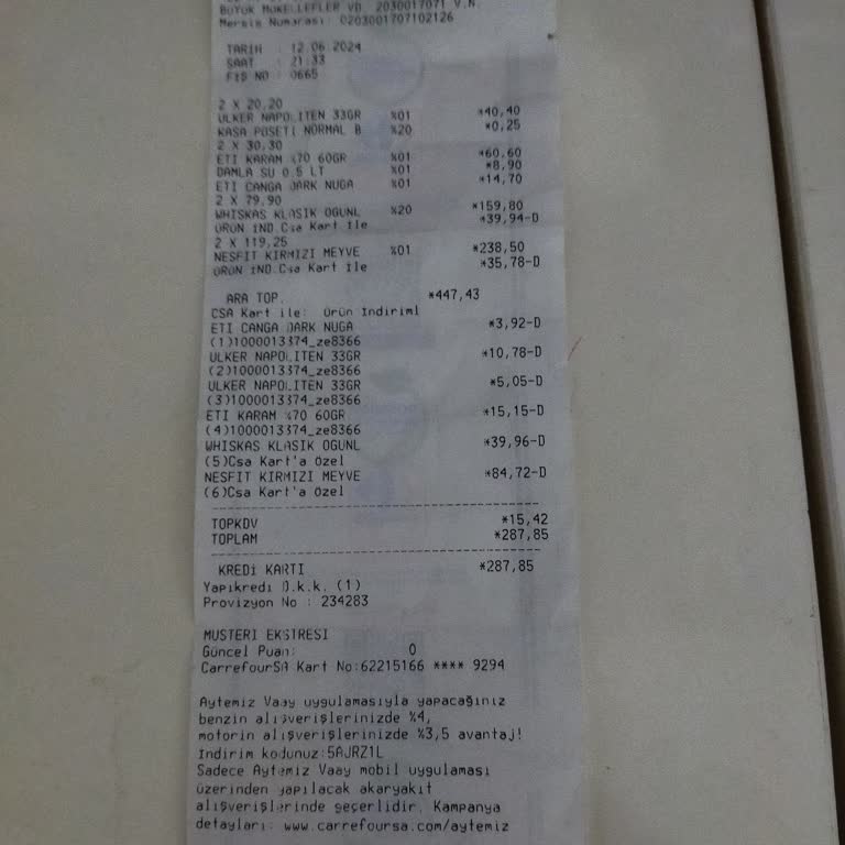 Carrefour SA Market Ürünleri Kasa Farklılıkları