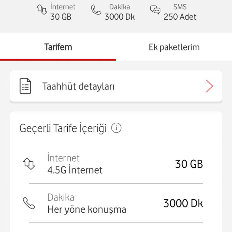 Vodafone Yüksek Tarife Ücreti