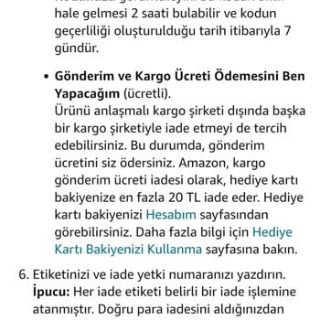 Amazon'dan Sipariş İadesi