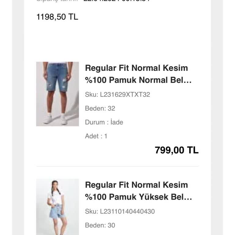 Lee Jeans Lee Şortumun İade Ücreti