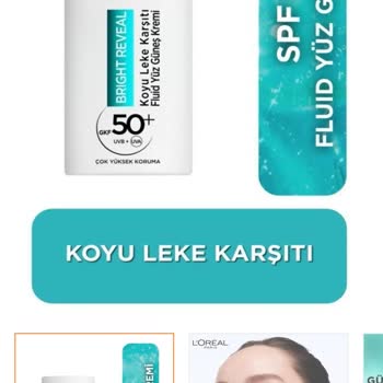 Loreal Paris Bright Reveal Koyu Leke Karşıtı Fluid Yüz Güneş Kremi