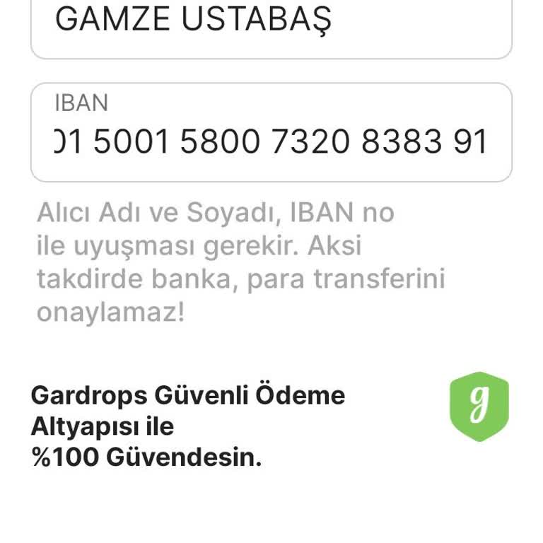 Gardrops Iban Hatası Veriyor