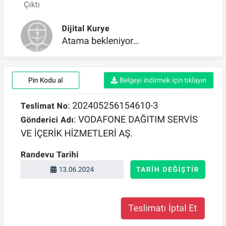 Dijital Kurye Djt Kurye Vodafone Teslim Edilmemesi