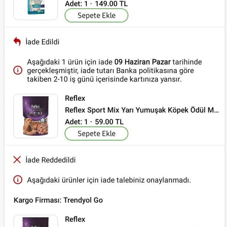 Trendyol Hızlı Market İadesini Yaptığım Ve Kurye İle Teslim Ettiğim Ürünün İadesi Yapılmadı