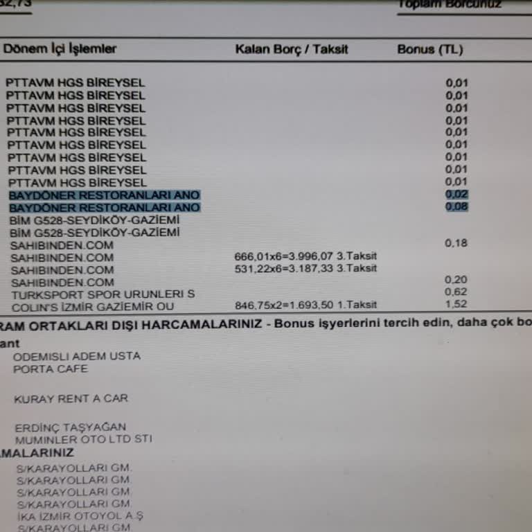 Baydöner Kredi Kartı İşlemi