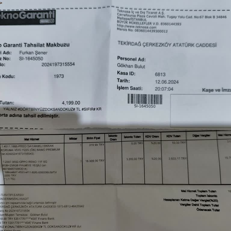 Teknosa'nın Gulf Sigortaya İstek Dışı 4199 TL Sigorta Yapması