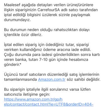 Carrefour SA Siparişim İptal Edildi