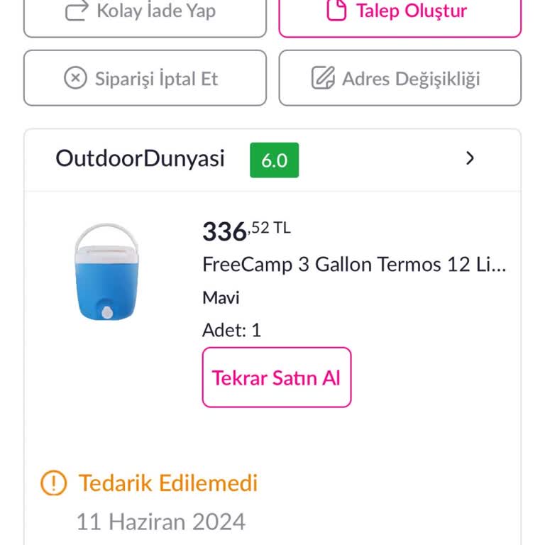 Pazarama Ürün Stoğu Olmadığı İçin İptal Edildi Alışverişim