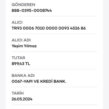 Yeşim Yılmaz Takı Eksik Ürün Ve İade Sorunu
