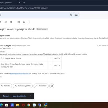 Yeşim Yılmaz Takı Eksik Ürün Ve İade Sorunu