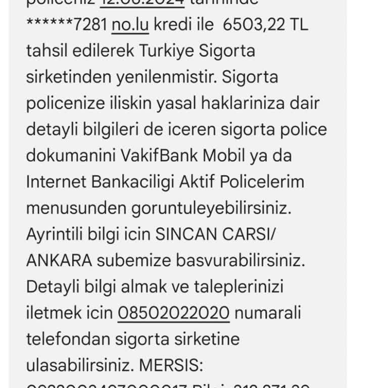 Bankacılık Düzenleme ve Denetleme Kurumu VakıfBank SarıPanjur Konut Sigortası İptali