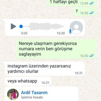 Ardil Tasarım Atölyesi Çeşitli Bahanelerle Paramı Göndermediler...