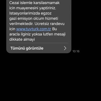 Tüvtürk Sattığım Aracın Muayene Mesajı