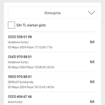 Vodafone Faturama Yansıtılan Ve Olmamış Yurt Dışı Görüşmesi