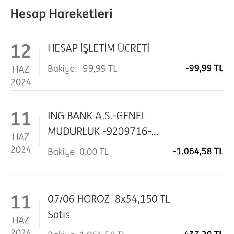 ING Bankasının Bilgilendirme Yapmadan Aldığı Hesap İşletim Ücreti!