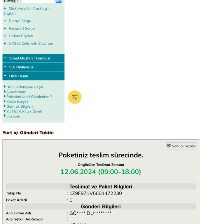 UPS Türkiye Express Kargom Zamanında Gelmedi