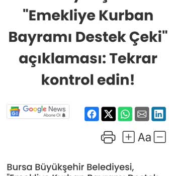 Bursa Büyükşehir Belediyesi Kurban Bayramı Alışveriş Çeki
