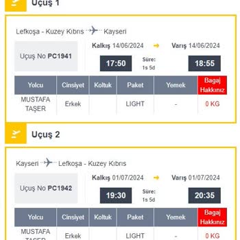 Pegasus Firması Uçuş Bilgilerimi Değiştirmiş