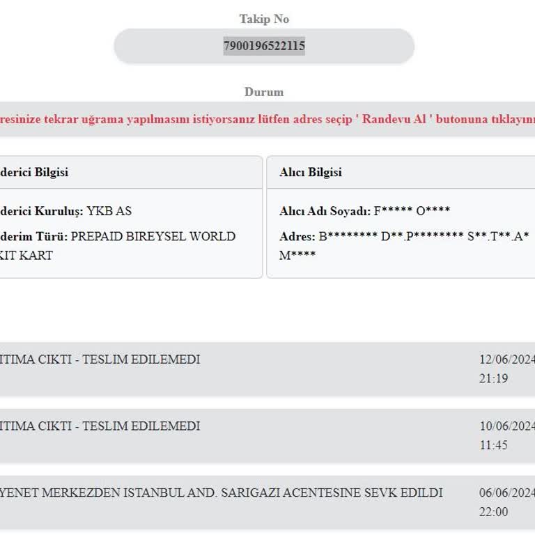 Kuryenet Sarıgazi Acentesi Gönderiyi İletmiyor