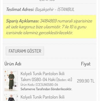 Sefamerve Ürün İade Parasını Yatırmıyor
