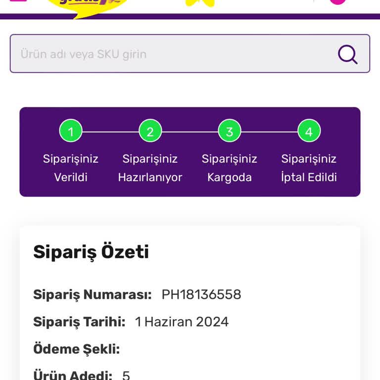 Gratis Haber Verilmeden Sipariş İptali!