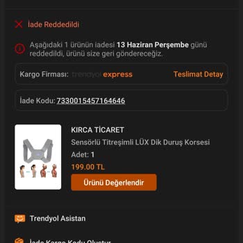 Trendyol Kırsa Ticaret Dik Duruş Korsesi İadem Yapılmadı