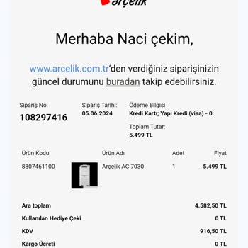 Arçelik Ürünü Teslim Etmeme Sorunu