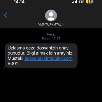 Uzlaşma Adı Altında YMNTURKMTAL (SMS) tarafından Gelen Mesaj!