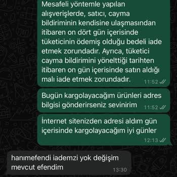 Şule Giyim İade Almıyor. Almayacağını İddia Ediyor.