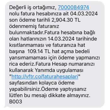 Vodafone Kurumsal Sorun Çözememe Hızı Ve Yansıyan Yüksek Faturalar