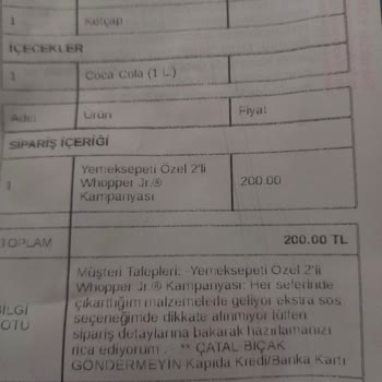 Burger King Sipariş Detaylarına Bakılmıyor