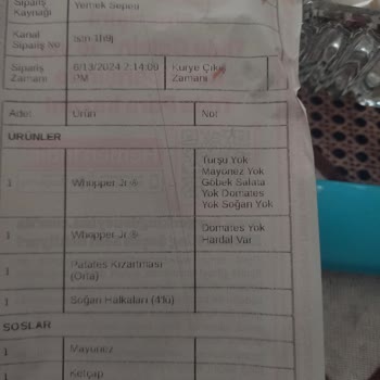 Burger King Sipariş Detaylarına Bakılmıyor