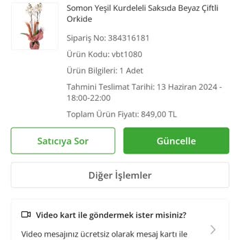 Çiçek Sepeti Hatalı Ürün