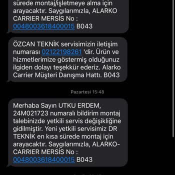 Alarko-Carrier Klima Kurulum Teknik Servis Problemi