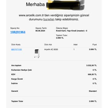 Arçelik Stokta Olmayan Ürün Satışı