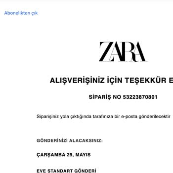 Zara Teslimat Gecikmesi (1 Ay) Müşteri Hizmetlerine Ulaşılamıyor