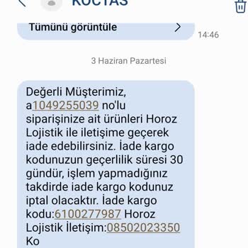 Koçtaş Ürün İadesini Kabul Etmiyor