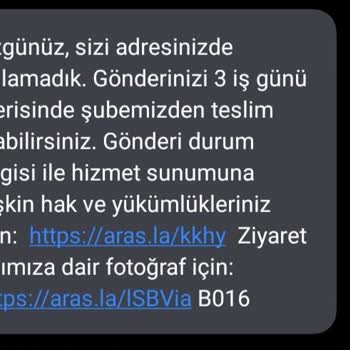 Aras Kargo Adresinizde Bulamadık Mesajı