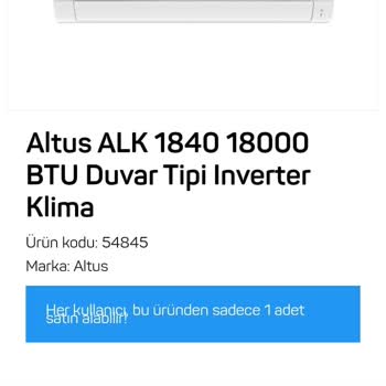 A101 İn Kopyalanmış Sitesinde Altus Alk 1840 18000 BTU Klima