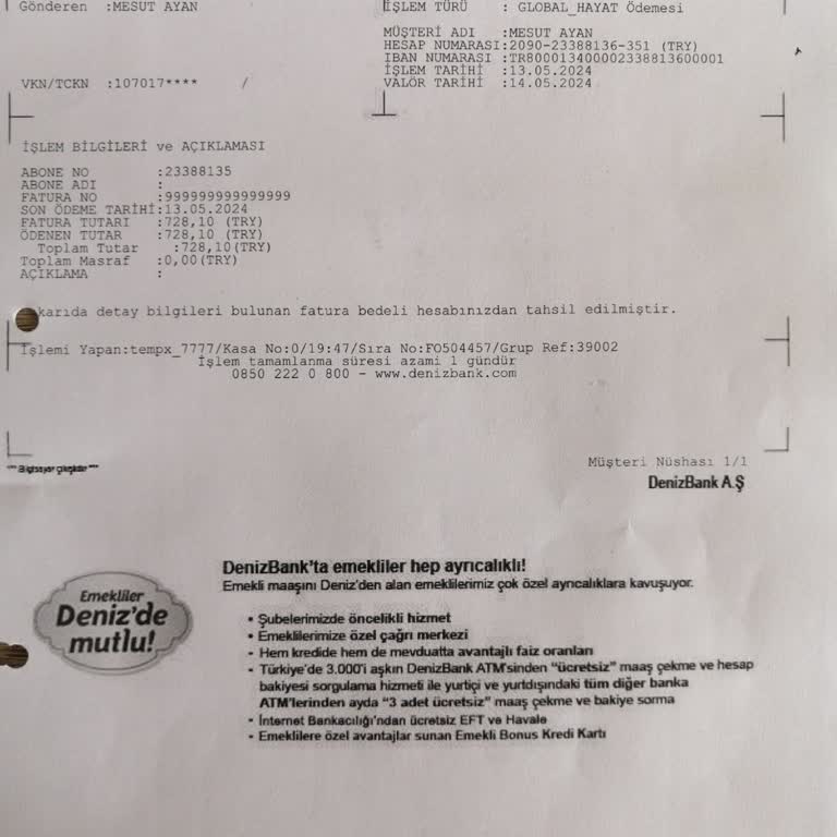 Denizbank Metlife Hayat Sigorta Poliçesinin İptal Edilmemesi