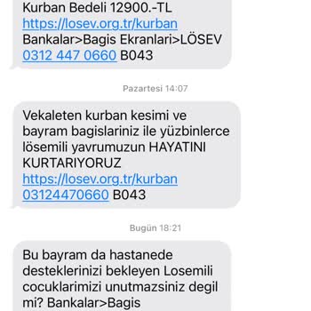 LÖSEV SMS Gönderimi İptali