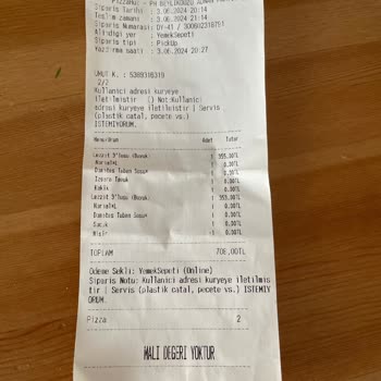 Pizza Hut Fazla Para Yanlış Sipariş