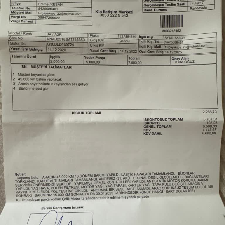 Kia Servisin Çözüm Bulamaması