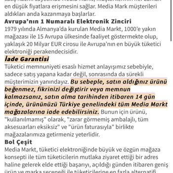 Mall Of İstanbul Media Markt Şubesi Ürünü İade Ve Değişim Yapmıyor