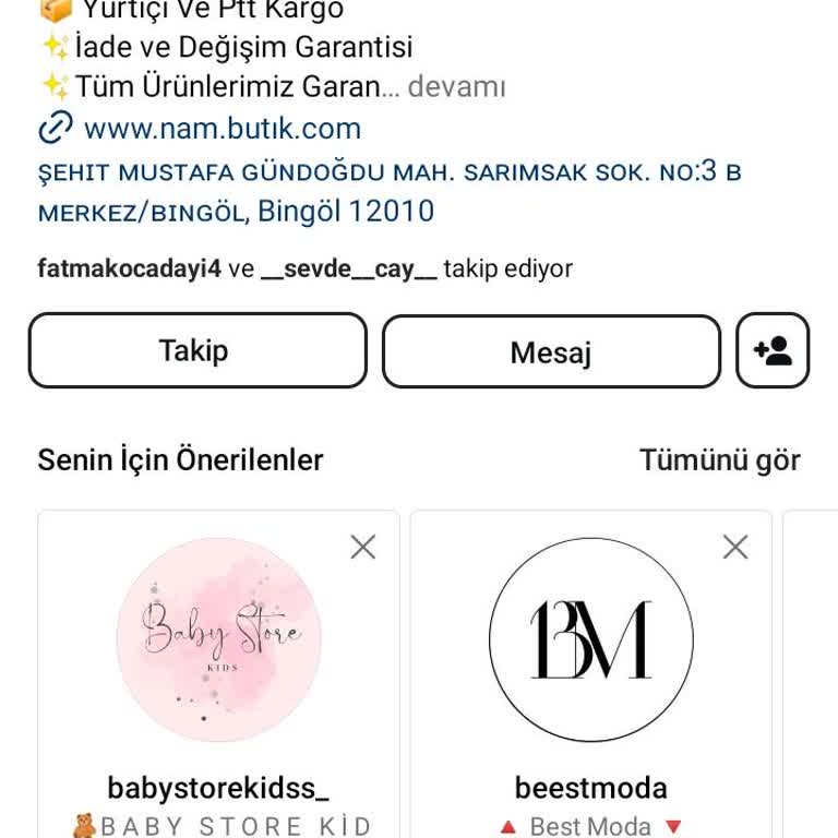 Nam.butik (Instagram) Butik İşletmesi İle İlgili Şikayet