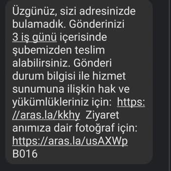 Aras Kargo Kıraç Şubesi Siparişleri Teslim Etmiyor