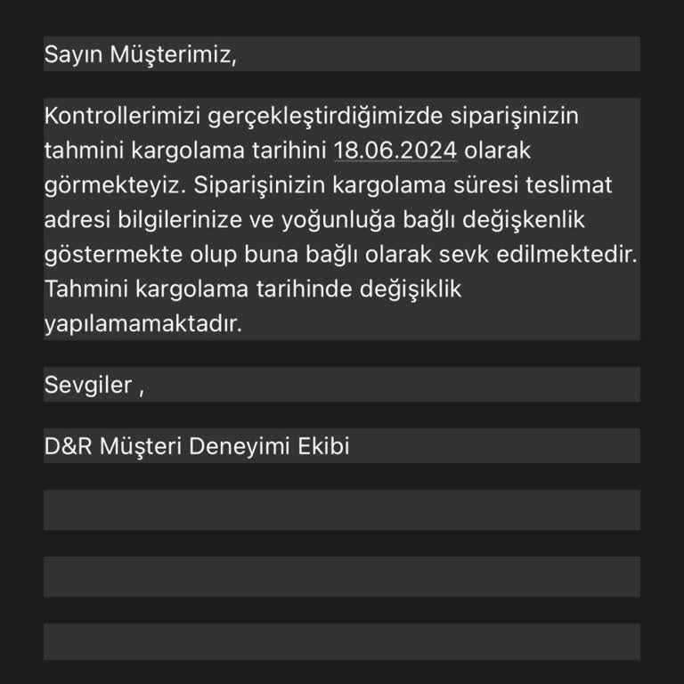 D&R Online Alışveriş Mağduriyeti