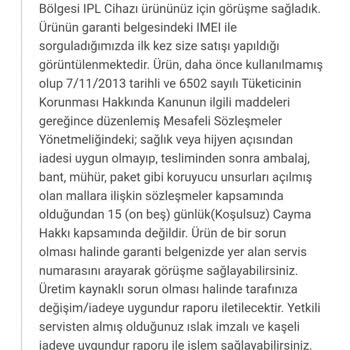 Pazarama Kullanılmış Philips Lumea BRI950 Epilasyon Cihazı Şikayeti