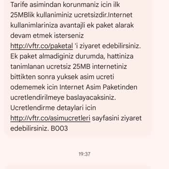 Vodafone İnternetim Bitmeden Aşım Paketi Yapıyor